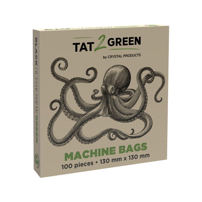 Box mit 100 Tat2Green – Schwarze Maschinenbeutel – 130mm x 130mm
