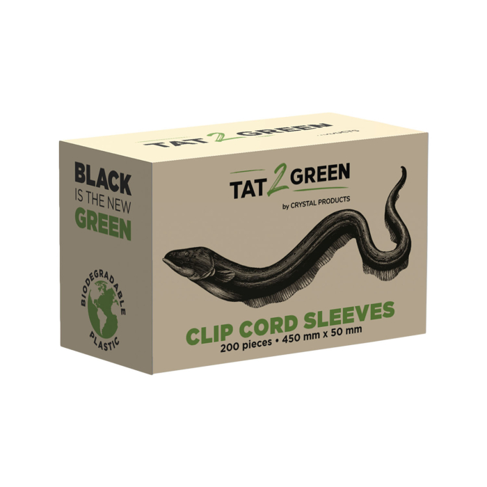 Box mit 200 Tat2Green - Schwarze vorgeschnittene Clipcord-Hüllen