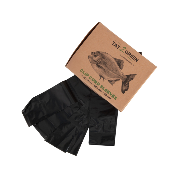 Box mit 200 Tat2Green - Schwarze vorgeschnittene Clipcord-Hüllen