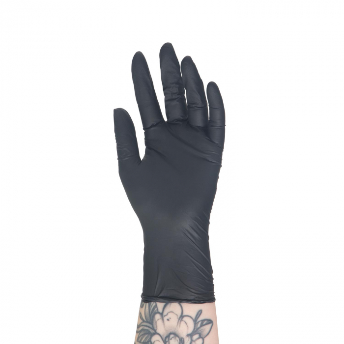 Box mit 100 Killer Beauty Nitril-Handschuhen - Schwarz - Karton mit 10