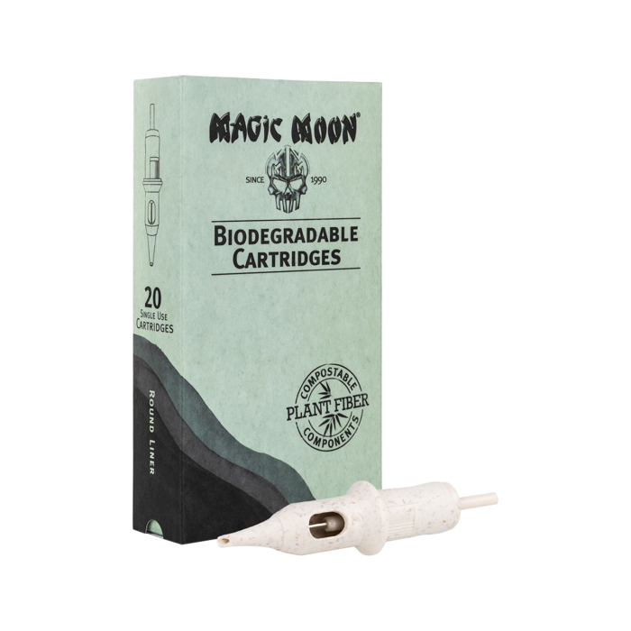 Box mit 20 biologisch abbaubaren Magic Moon Nadelmodulen 0,25 mm Round Liner Long Taper