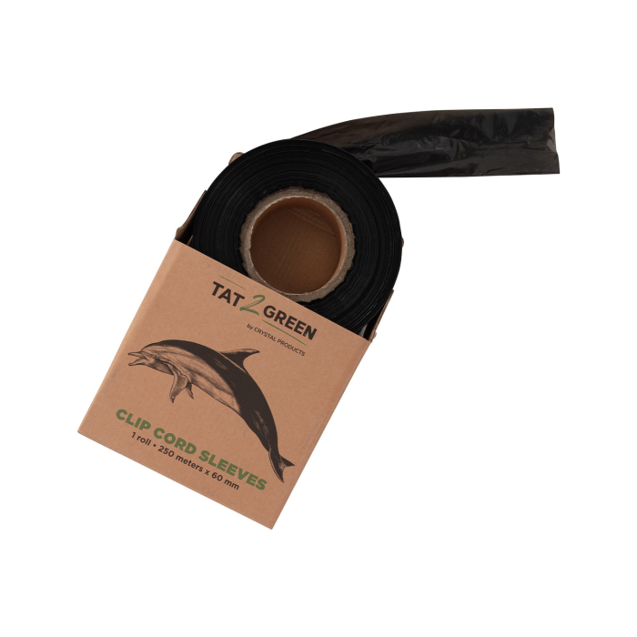Tat2Green - Schwarze Clipcord-Hüllen Rolle ungeschnitten - 250m x 50mm
