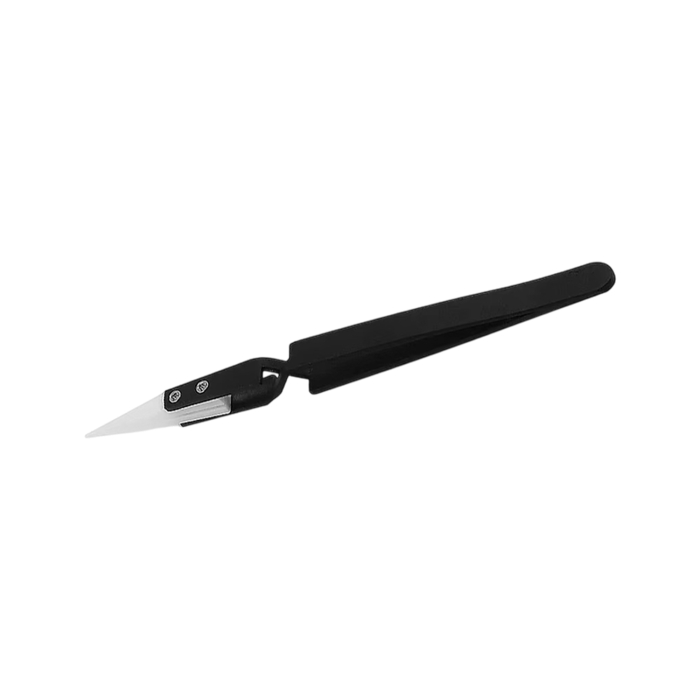 Schwarze gebogene Schmuckpinzette mit Keramikspitze - Aces Supply