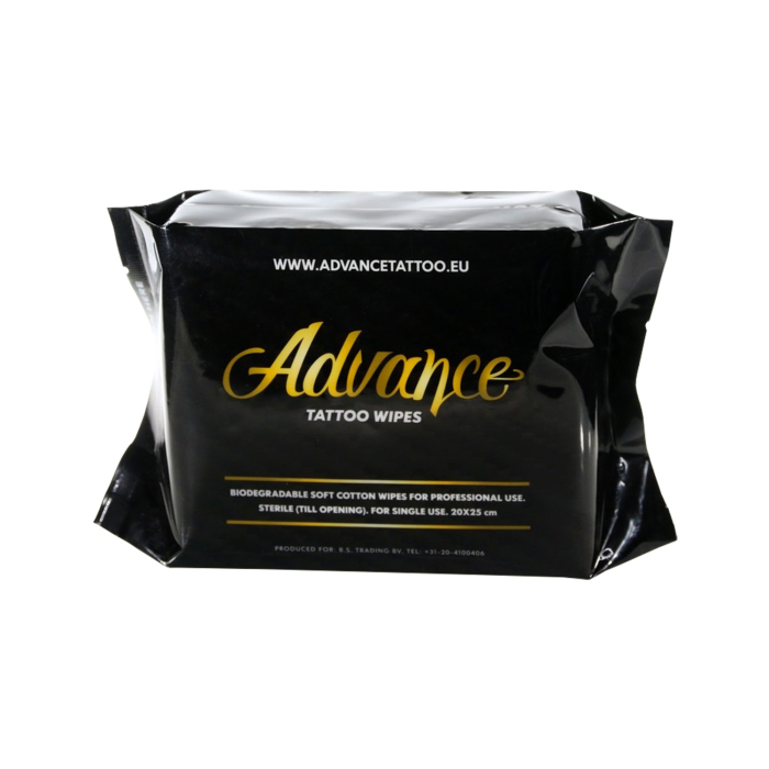 Packung mit 20 biologisch abbaubaren Advance Tattoo-Tüchern, 135 x 105 x 55 mm