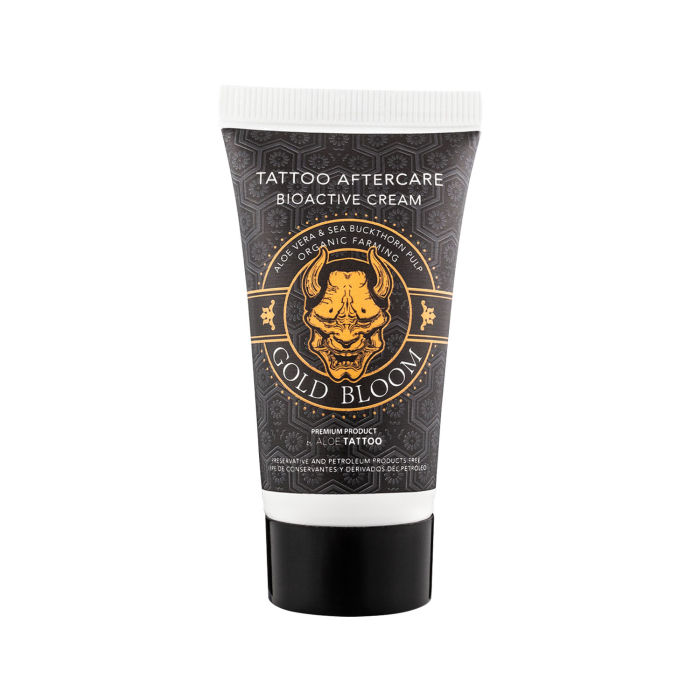 Aloe Tattoo Gold Bloom New Formula Aftercare Tubes mit Präsentationsständer 12x30g