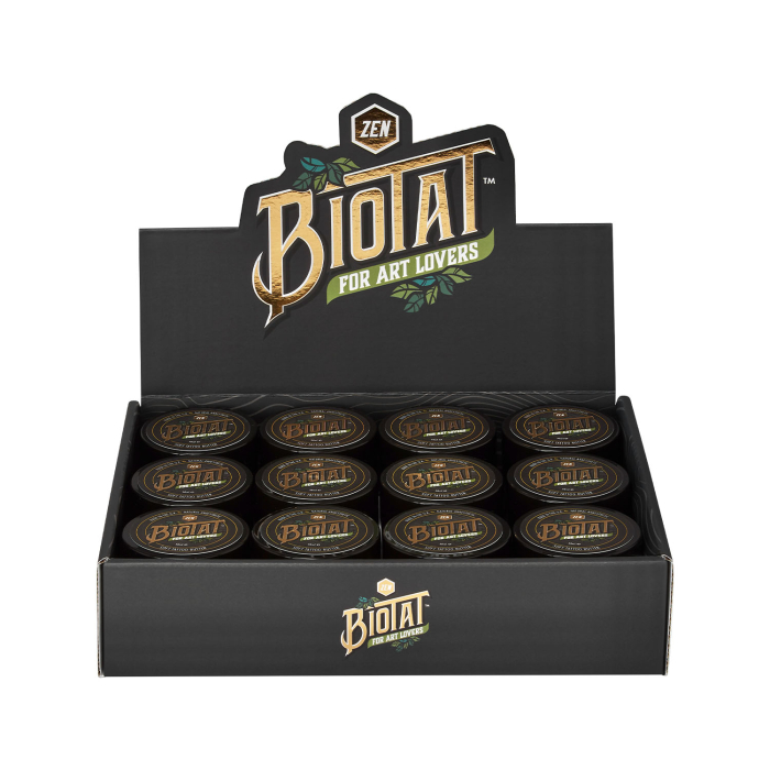 Box mit 12 BIOTAT Tattoo Zen Soft Butter 50ml Studio Display