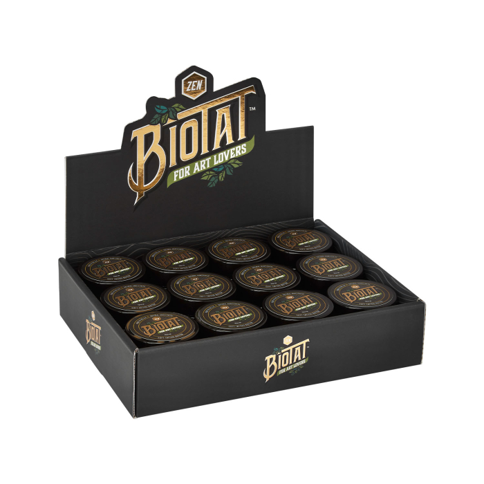 Box mit 12 BIOTAT Tattoo Zen Soft Butter 50ml Studio Display