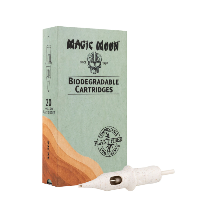 Box mit 20 biologisch abbaubaren Magic Moon Nadelmodulen 0,30 mm Round Liner Bugpin Long Taper