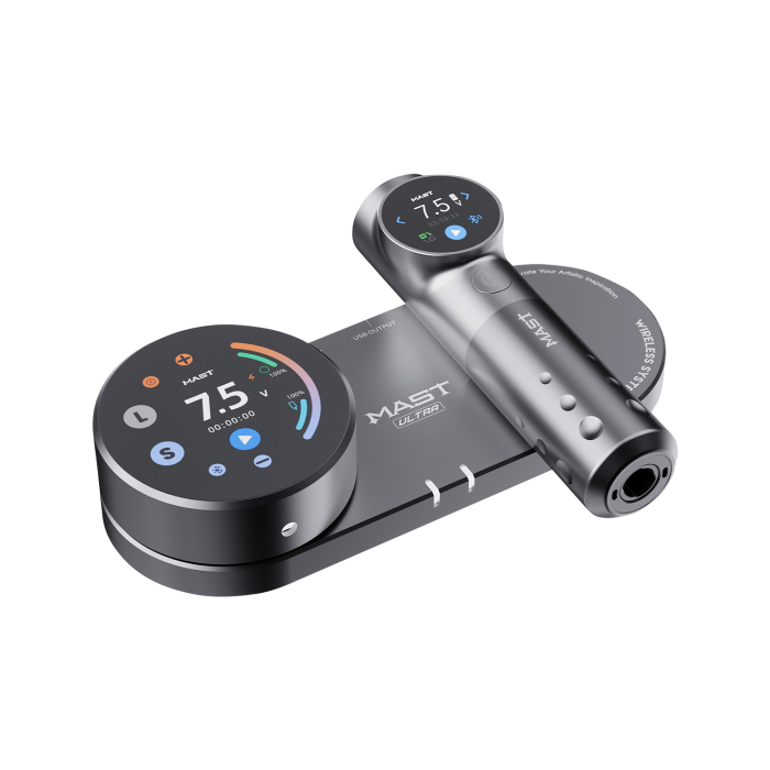 Dragonhawk Mast Archer Ultra Tattoo Maschine mit Ladestation - Mattgrau - 4,5 mm Hub