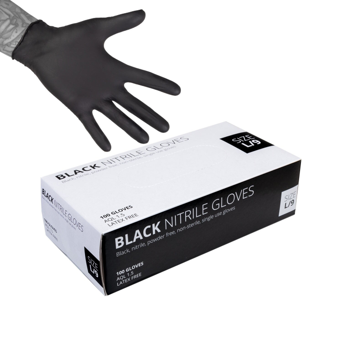 Box mit 100 Unigloves Select Black Nitril handschuhe