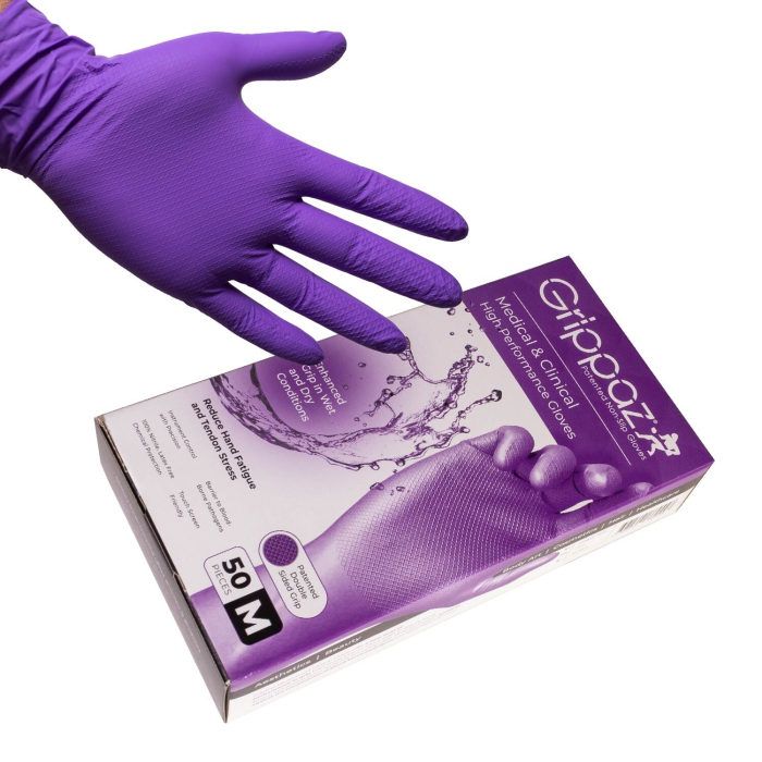 Box mit 50 Grippaz Violett-Blaue Nitril handschuhe