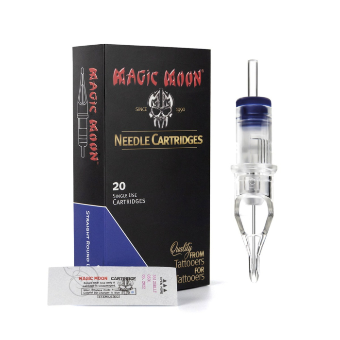 Box mit 20 Magic Moon Nadelmodulen 0,35 mm Straight Round Liner Long Taper