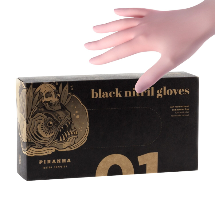 Box mit 100 Piranha Pinke Nitril handschuhe