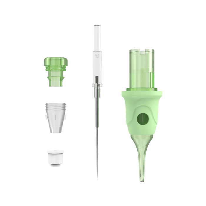 Box mit 16 Popu Omni V2 PMU Nadelmodulen Round Liner - Long Taper