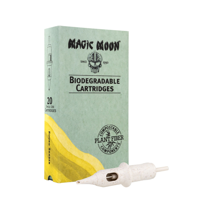 Box mit 20 biologisch abbaubaren Magic Moon Nadelmodulen 0,35 mm Round Shader Long Taper