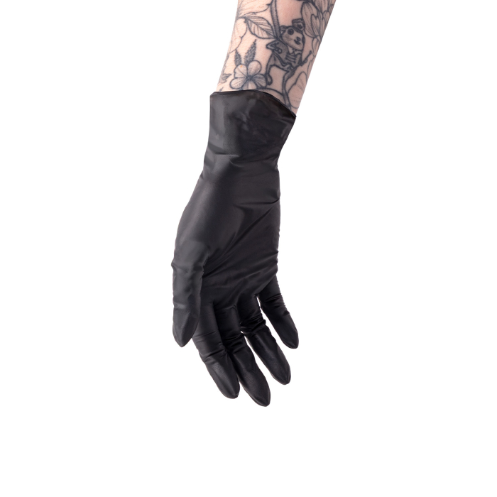 Box mit 100 Saferly schwarzen Nitrilhandschuhen - Karton mit 10 Boxen