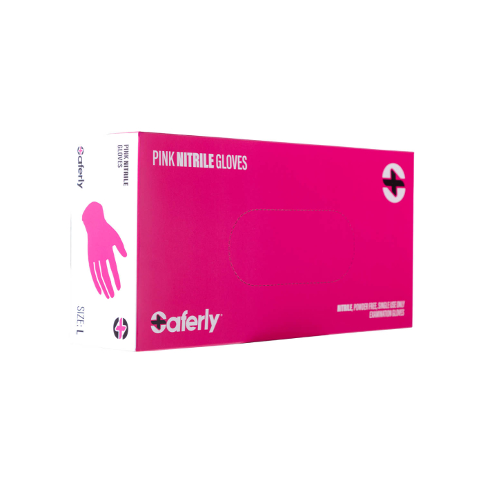 Box mit 100 Saferly Pink Nitrilhandschuhen