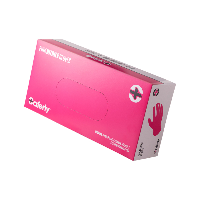 Box mit 100 Saferly Pink Nitrilhandschuhen