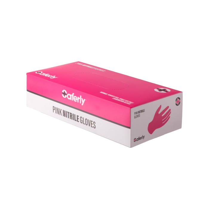 Box mit 100 Saferly Pink Nitrilhandschuhen - Karton mit 10 Boxen