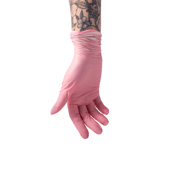 Box mit 100 Saferly Pink Nitrilhandschuhen