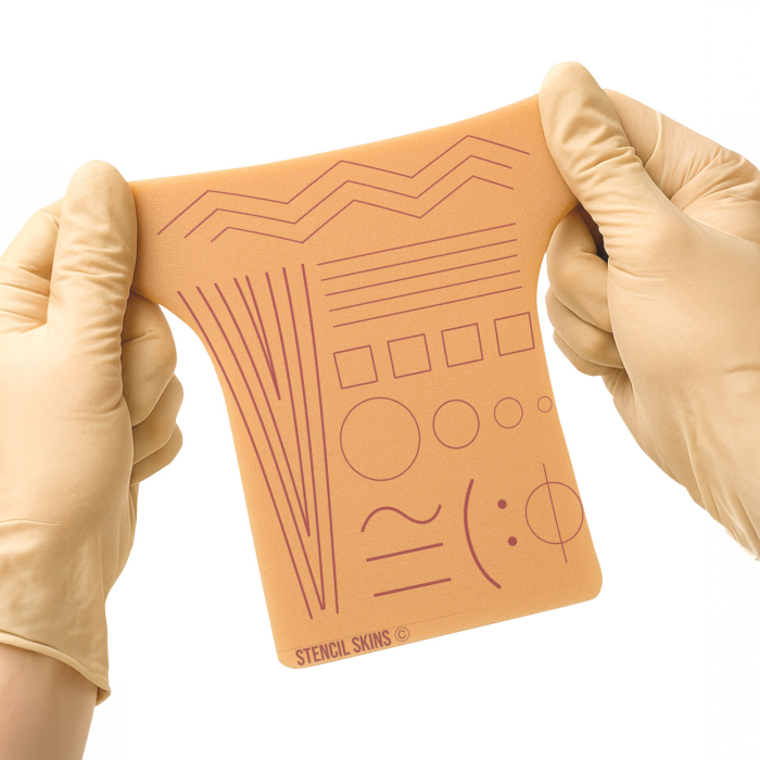 Set mit 5 Stencil Skins® Übungshäuten mit vorgedruckten Designs – Extra Soft