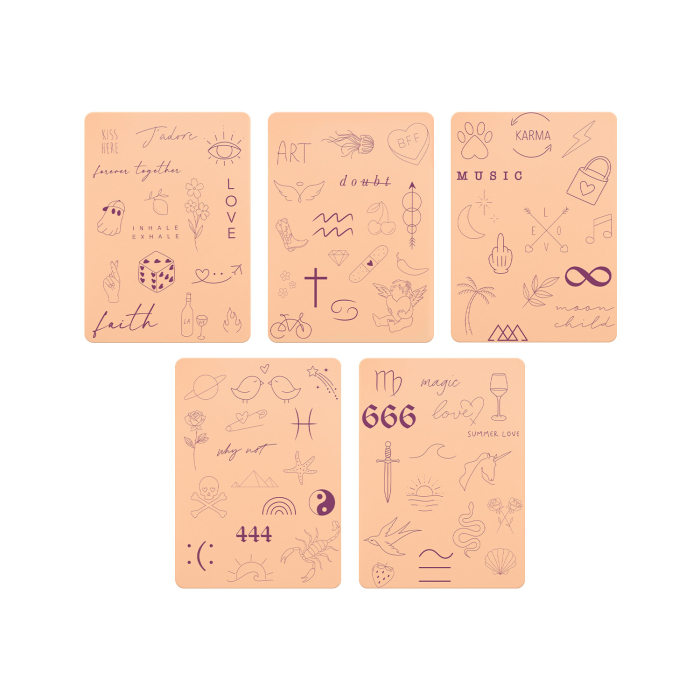 Set mit 5 Stencil Skins® Übungshäuten mit vorgedruckten Designs - Extra Soft