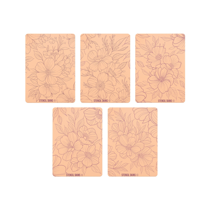Set mit 5 Stencil Skins® Übungshäuten mit vorgedruckten Designs - Extra Soft