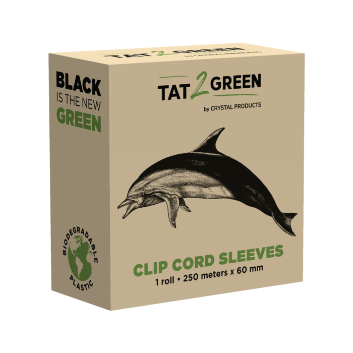 Tat2Green - Schwarze Clipcord-Hüllen Rolle ungeschnitten - 250m x 50mm
