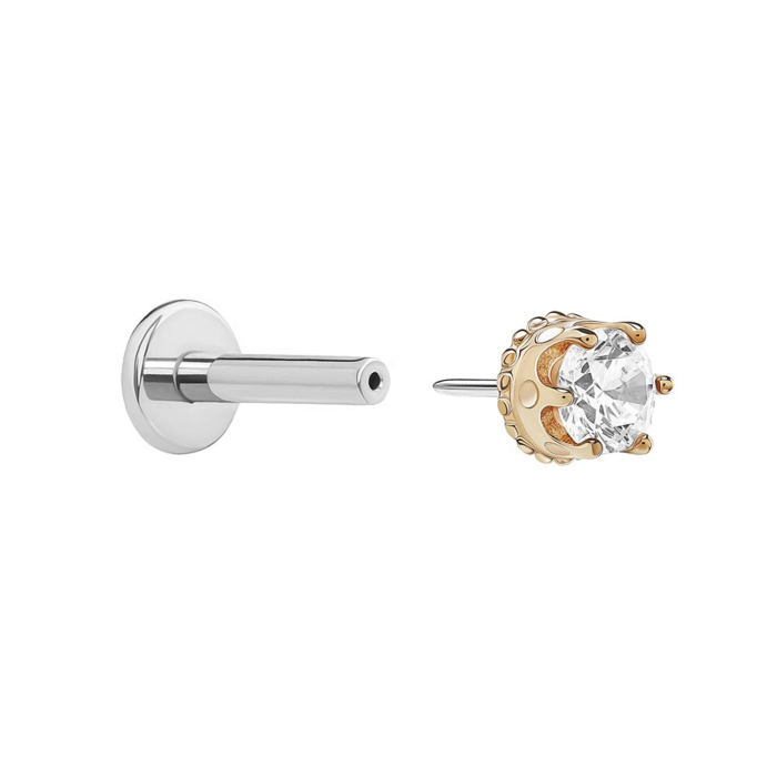 Tilum Kronenaufsatz aus 14-karätigem Gold mit Schmuckstein ohne Gewinde