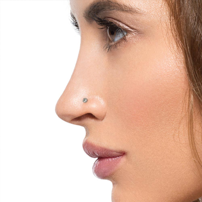 Tilum Nasenstab aus Titan mit Martini-Schmuckstein in Zargenfassung