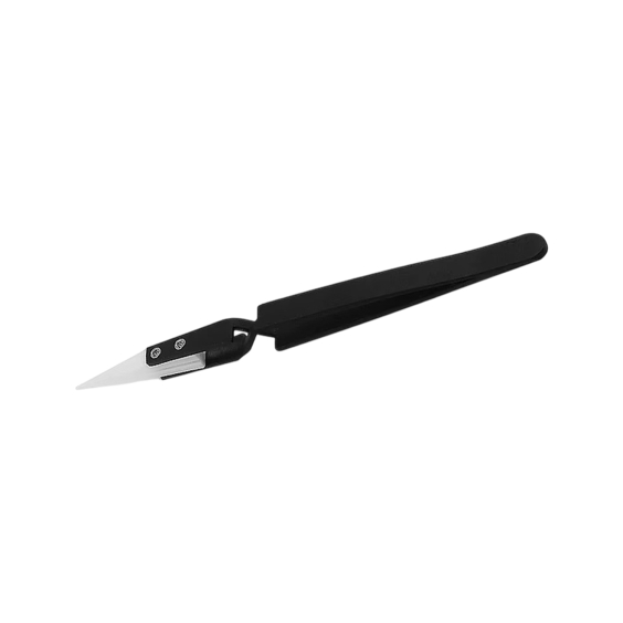 Schwarze gebogene Schmuckpinzette mit Keramikspitze - Aces Supply