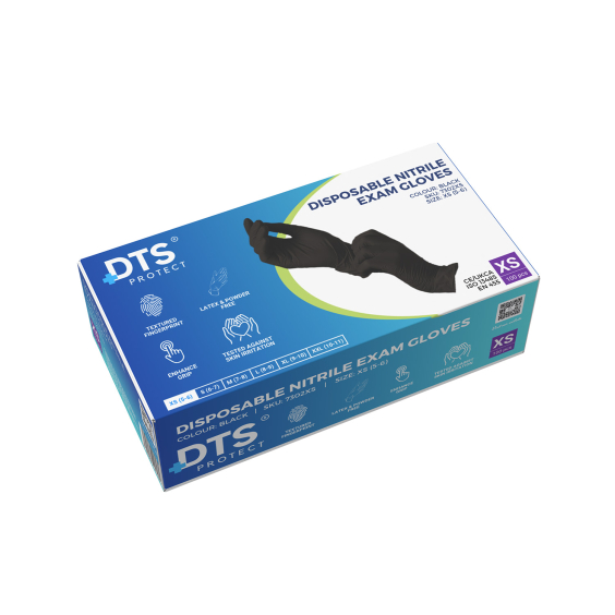 Box mit 100 DTS Black Nitrilhandschuhen - 10er Packung