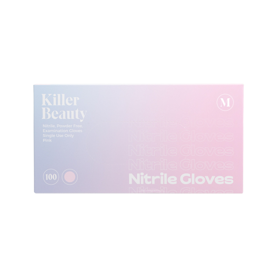 Box mit 100 Killer Beauty Pinke Nitril handschuhe - Karton mit 10