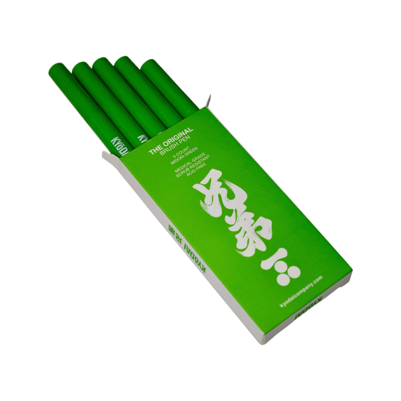 Packung mit 5 Kyodai Brush Pens mit fester Spitze - Midori Green