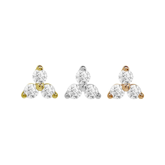 Tilum Trinity-Aufsatz aus 14-karätigem Gold ohne Gewinde mit Schmucksteinen