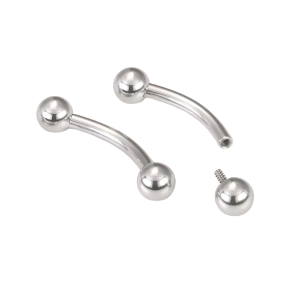 Tilum Gebogener Barbell-Stab aus Titan mit Kugeln und Innengewinde