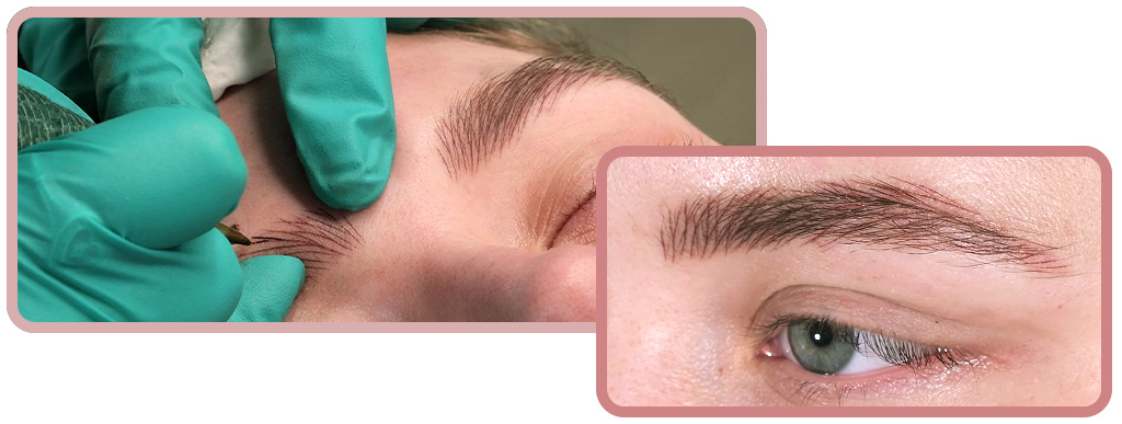 Nahaufnahme einer Permanent Make-up Augenbrauenbehandlung
