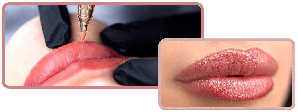 Nahaufnahme einer Lip Blush Permanent Make-up Behandlung
